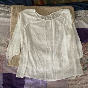 White Old Navy Swiss Dot Top
